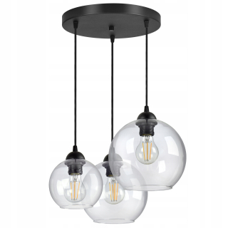 Luster Luster Tri rôzne sklenené priehľadné gule