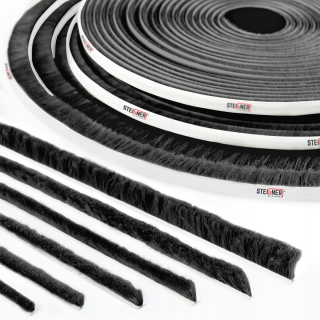 Samostatne splnené tesnenie kefy 8 mm 15 m čierna