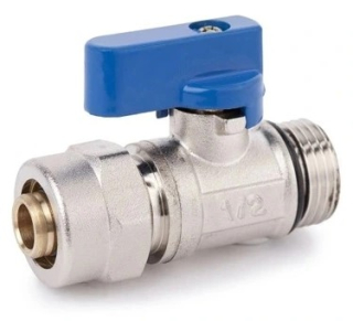 Mini guľový ventíl pre potrubie PEX 16 x 1/2"modrá páka