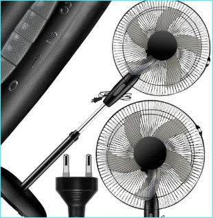 Čierny podlahový ventilátor Elitehoff E 6998