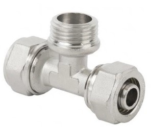 Šróbovací T kus PEX s vonkajším závitom 20 x 1/2" x 20 mm