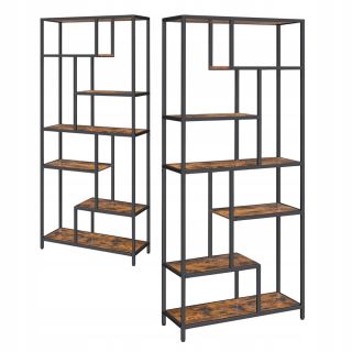 Polička Songmics Industrialna 80 cm x 180 cm x 30 cm, odtiene hnedej