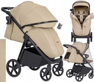 Detský kočík CARRELLO Bravo SL Sand Beige + Pláštenka do dažďa na kočík Caretero