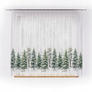 Vianočný voálový záves Winter Forest 150x400 Vianočná DEKORÁCIA NA OKNO