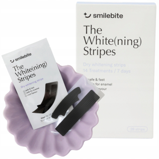 SÚPRAVA BIELECH PRÚŽKOV NA BIELE (NING) PRUHY SMILEBITE ZUBY 28 KS.