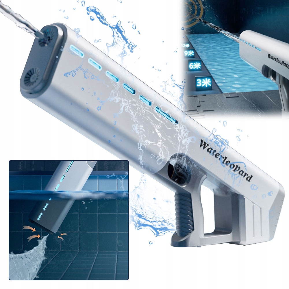 Vodná pištoľ biela elektrická 800 ml 12 m