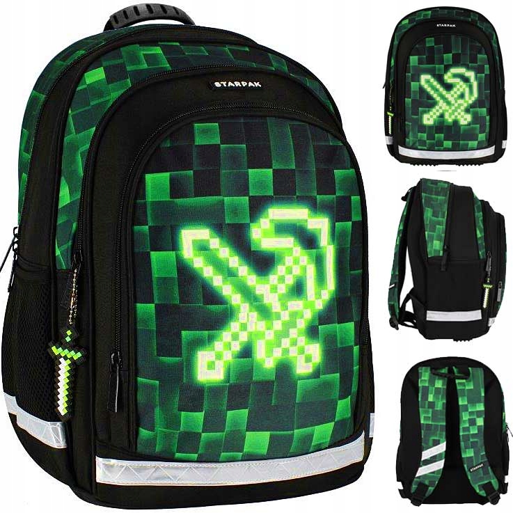 Školský batoh Starpak Pixel Green s vodeodolnou úpravou