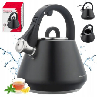 Klausberg KB-7948: čierna matná oceľová kanvica 2,5 l