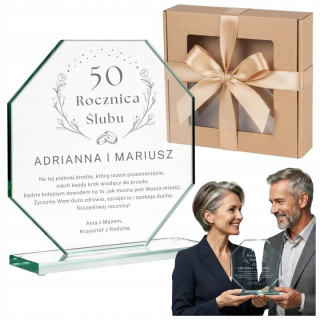 Personalizovaná sklenená soška na výročie 20 × 20 cm
