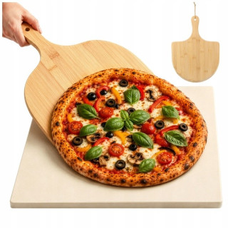 Ruhhy 39 × 36 cm kordierytový kameň na pizzu s bambusovou lopatkou