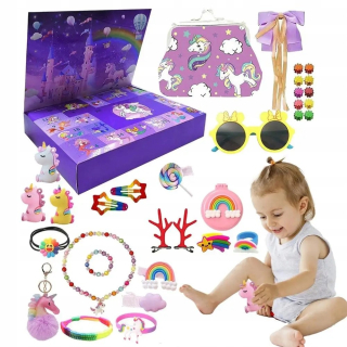 SADA 24 DNOVÝ ADVENTNÝ KALENDÁR BABY MAKEUP S KOZMETIKOU PRE DIEVČATÁ
