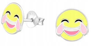 Strieborné náušnice 925 pre dievčatá, SLZY RADOSTI EMOJI EMOTION