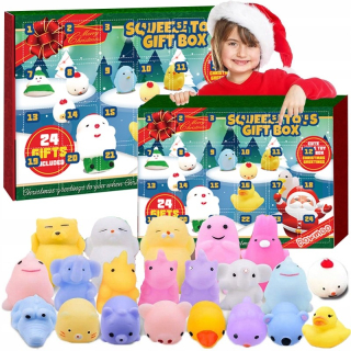 ADVENTNÝ KALENDÁR 24x SADA ANTISTRESOVÝCH HRAČIEK GNIOTEK MOCHI SQUISHY
