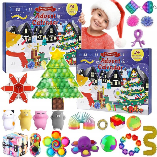 SADA ADVENTNÉHO KALENDÁRA ANTISTRESOVÉ HRAČKY GNIOTEK FIDGET TOY