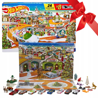 HOT WHEELS Adventný kalendár pre chlapca a dieťa 8 AUTA + príslušenstvo Mat