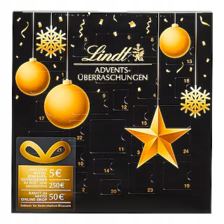 Lindt adventný kalendár 196g (čierne balenie)