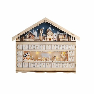 Solight Solight LED adventný kalendár - horský prístrešok, 10x LED, 50x40cm, 2x AA 1V258