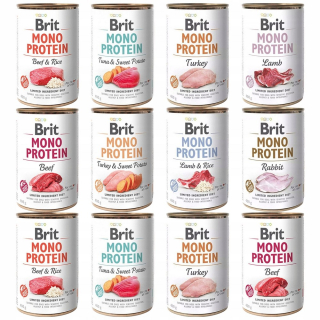 BRIT MONO Mokré krmivo pre psov MIX Smaków 12x400g