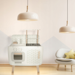 DETSKÉ KUCHYŇSKÉ DREVENÉ RETRO MDF XXL LULILO KÁVOVÉ SERVISNÉ PRÍSLUŠENSTVO