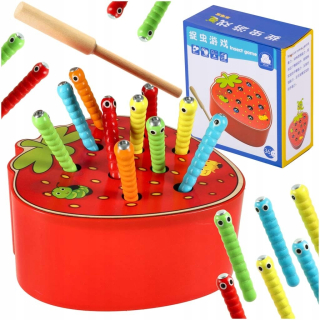 DREVENÁ HRAČKA NA UČENIE FOCUS STRAWBERRY MAGNETIC TRACKER
