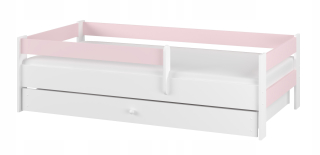 SIMPLE BABY BOO detská posteľ 160x80 ZÁSUVKOVÁ matrac BIELA HLADKÁ RUŽOVÁ