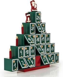 DREVENÝ ADVENTNÝ KALENDÁR VIANOČNÝ STROMČEK