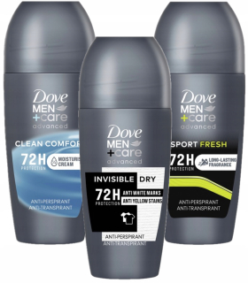 Dove Men+Care Antiperspirant roll-on 50 ml, tri druhy
