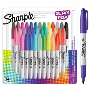Markery permanentne Sharpie Fine Glam Pop 34 kol.