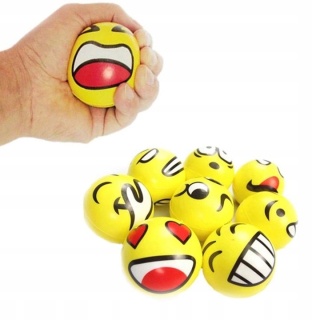 Antistresová loptička s emotikonom smajlíka, 5 cm