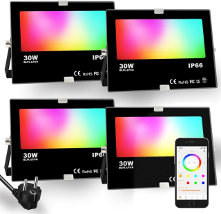 HALOGÉN RGB LED IP66 4 KS 30W 2700K BLUETOOTH APLIKÁCIA 3000L HALOGÉN