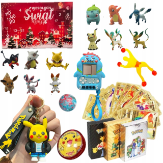 HPOK ADVENTNÝ KALENDÁR PRE CHLAPCA KARTOVÁ HRA POKEMON KĽÚČENKA NA POSTAVU