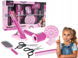 HAIRSTYLING SET pre deti, fén, HAIRSTYLE SALÓN, 9 prvkov, doplnky