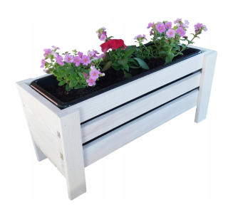 Kvetináč 43 cm x 20 x 20 cm biele drevo