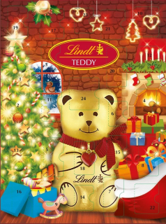 LINDT ADVENTNÝ KALENDÁR MEDVEĎ 170G MEDVEĎ SANTA CLAUS 2023 ČOKOLÁDY