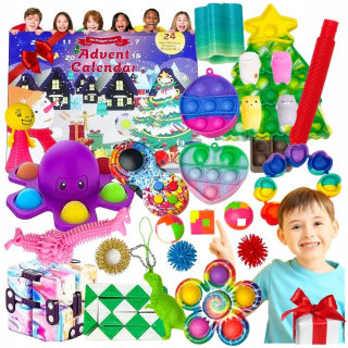 MEGA SET ADVENTNÝ KALENDÁR POPIT DARČEK GNIOTKI SPINER SAINT CLAUS