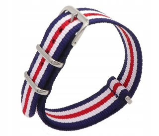 MODRÝ, MODRO BIELE ČERVENÝ NYLONOVÝ POPRUH 22MM + TELESKOPY