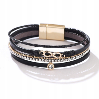 Semišový náramok Infinity Black Gold