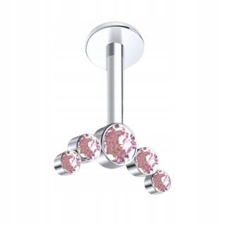 PIERCING Klastrové náušnice s ružovými zirkónmi Vertical Helix TYTAN 1,2/6