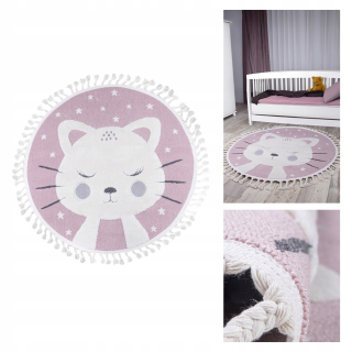 Okrúhly koberec pre dievčatá Skandi Kids Pink koberec, kruh 150x150