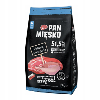 Pán Mäso šteňa Teľacie mäso s prepelicami L 3kg