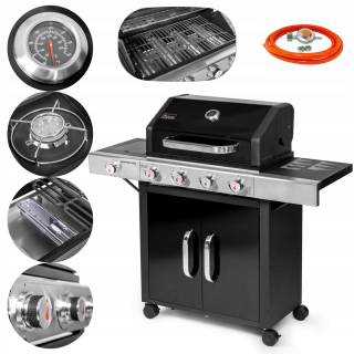 Plynový gril Activa, séria premium, 4+1 horáky, čierny liatinový rošt, VEĽKÝ XXL