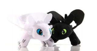 MASKOT SET 2X NOČNÁ FURY A BIELA FURY 30CM AKO VYCVIČIŤ DRAKA DRAKA