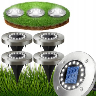 Zápustné solárne svietidlo SOLAR GARDEN LAMP LED LAMPS strieborná 12,6 cm 4 ks.