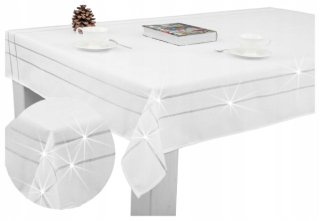 Prestieranie na stôl BIELY SO STRIEBORNÝM 90x150 slávnostné vianočné