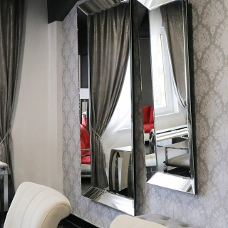 Strieborné obdĺžnikové glamour zrkadlo 100x200 cm M-0570