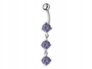 Strieborný prsteň do pupka 925, visiaci levanduľa so zirkónmi 2,80g piercing