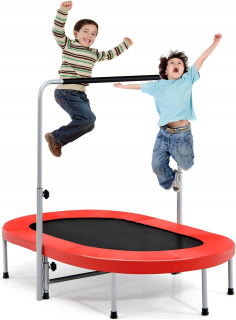Trampolína pre 2 osoby, s výškovo nastaviteľnou rukoväťou, mini trampolína
