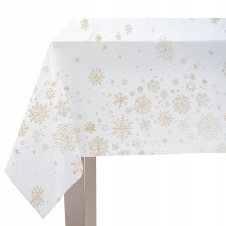 Veľký vianočný obrus so zlatými vločkami 140x220cm DS1JGOLD