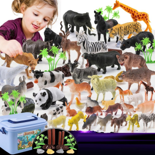 SÚPRAVA FINIEK VEĽKÉ ZVIERATKÁ SAFARI WILD FARM XXL KRABIČKA 58ks WOOPIE