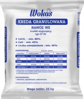 Vápenné hnojivo Wokas granulát 25 kg 6 l